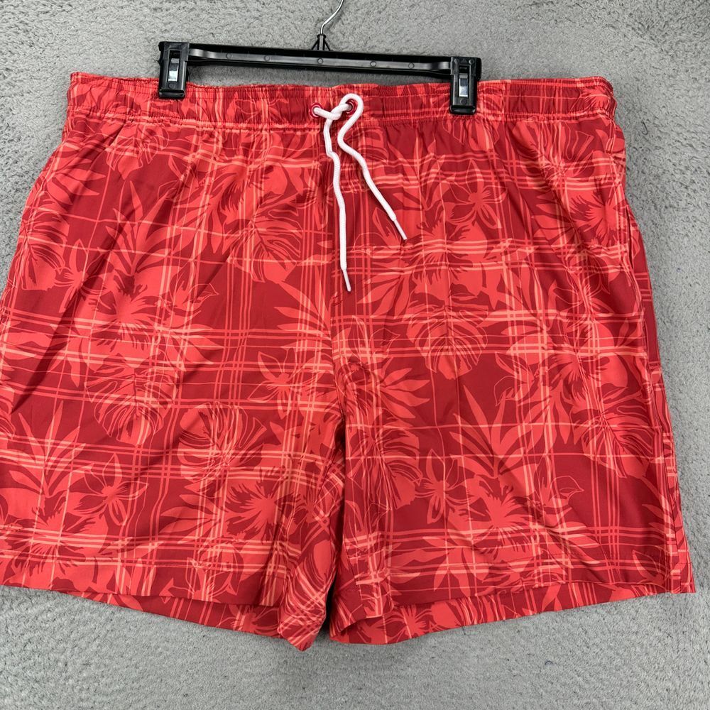 Cubavera Swim Trunks Mens 2XL Red Floral Drawstring‎ Stretch Board Shorts NEW